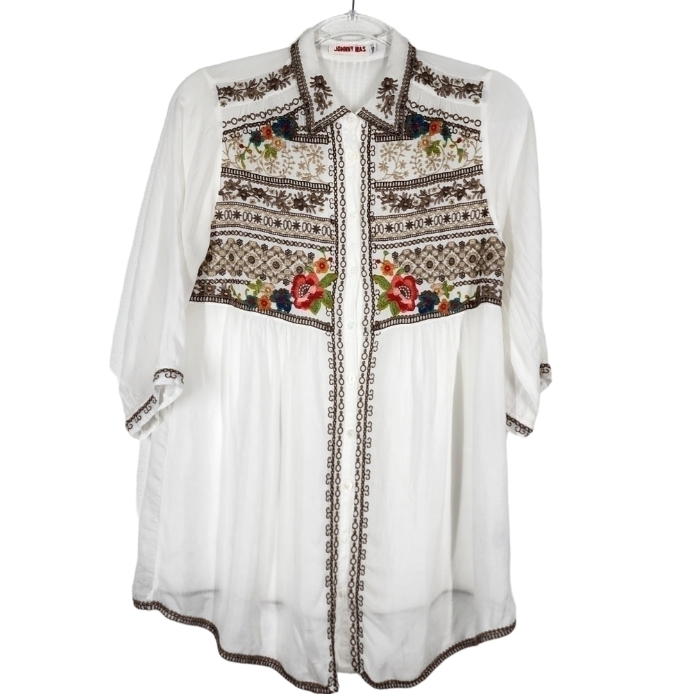 JOHNNY WAS BUTTON FRONT EMBROIDERED SHIRT - Picture 3 of 9